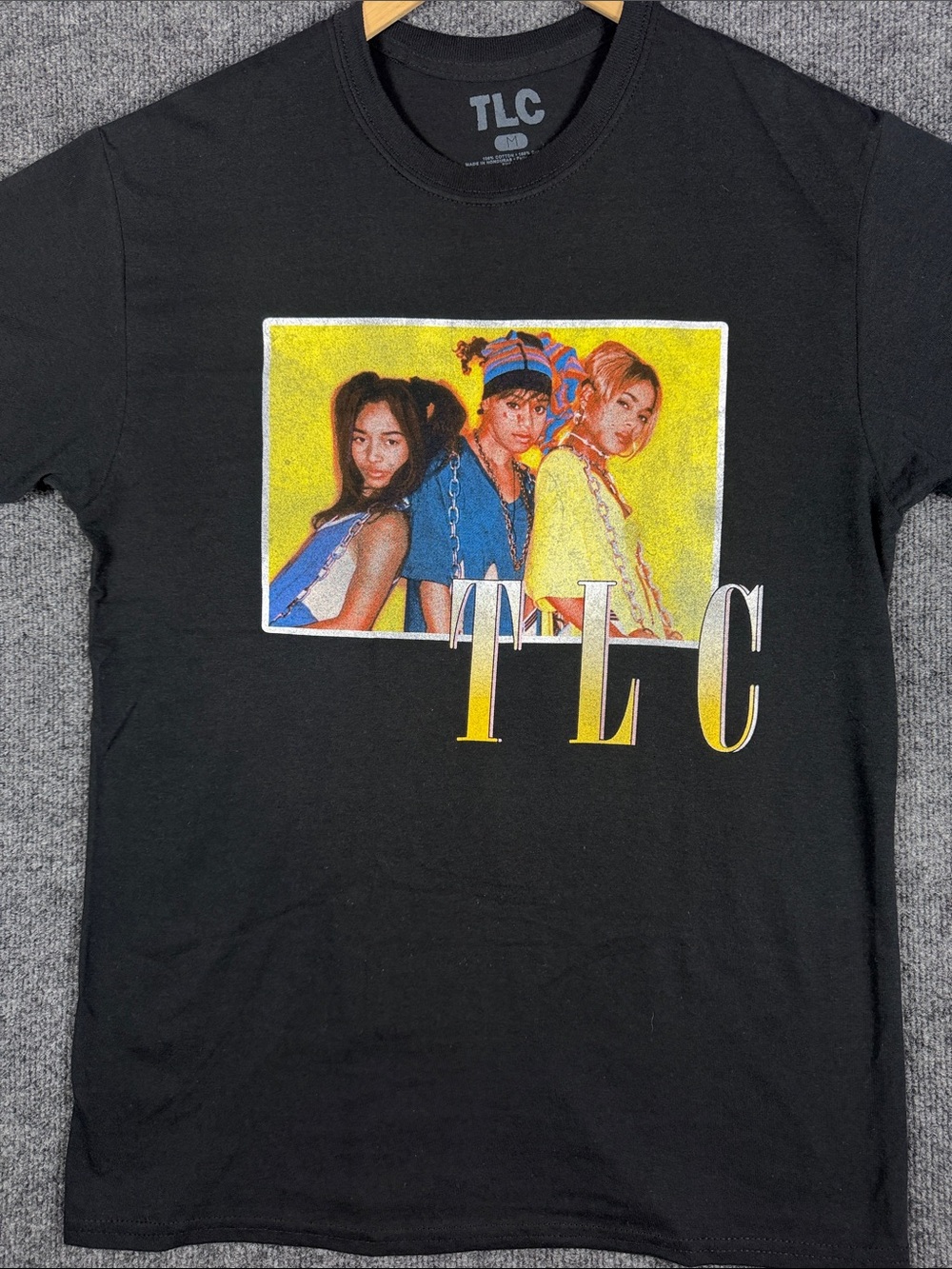 TLC 90s R&B Girl Group Black Graphic T-Shirt Size M